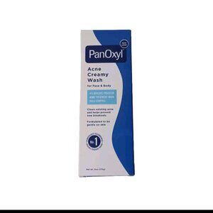 Panoxyl Acne Creamy Wash NEW Face/Body -Gentle On Skin -6 oz. *SMALL TEAR ON BOX